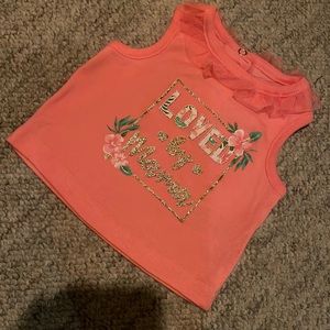 (15for$10) baby girl coral sparkle shirt